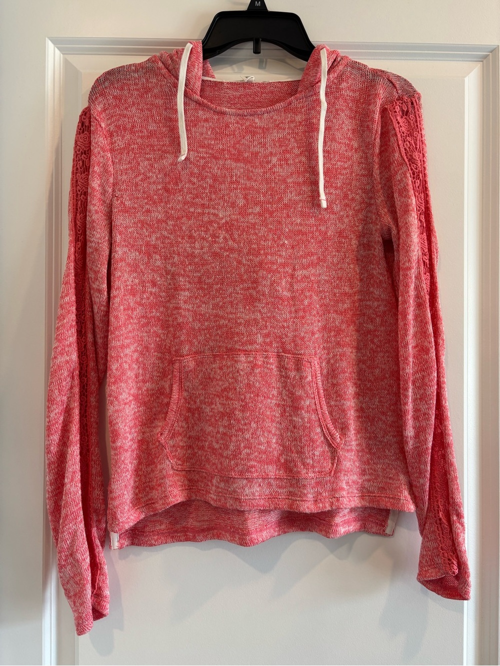 Aeropostale Pink Coral Lace-Trim Pullover Hoodie